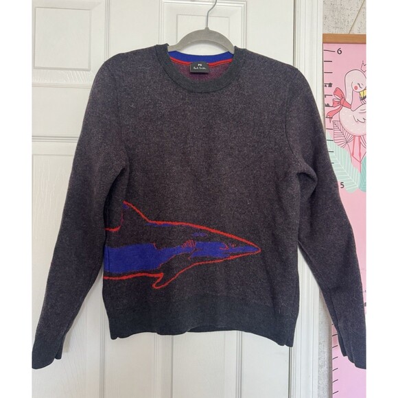 Paul Smith Shark Print Mens Merino Wool Medium Sweater - Picture 1 of 6